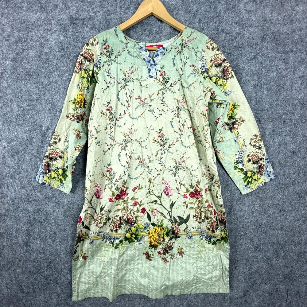 Zeen Lawn kurti Womens 14 Green Floral Print Traditional Bohemian Eastern Wear